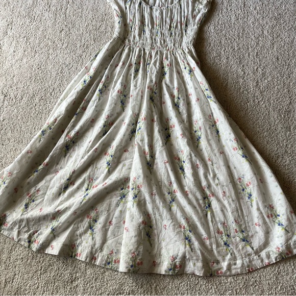 ✨NEW✨ DOEN Quinley Floral Organic Cotton Midi Dress in Painted Bouquet White L - Picture 6 of 14